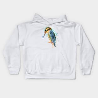 Kingfisher Bird Watercolor Painting Kids Hoodie